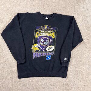 Vintage Starter Minnesota Vikings 1998 Division Champions Sweatshirt Size Large